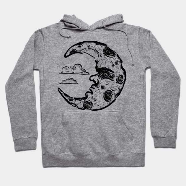 Man in the half moon design with clouds Hoodie by JDawnInk